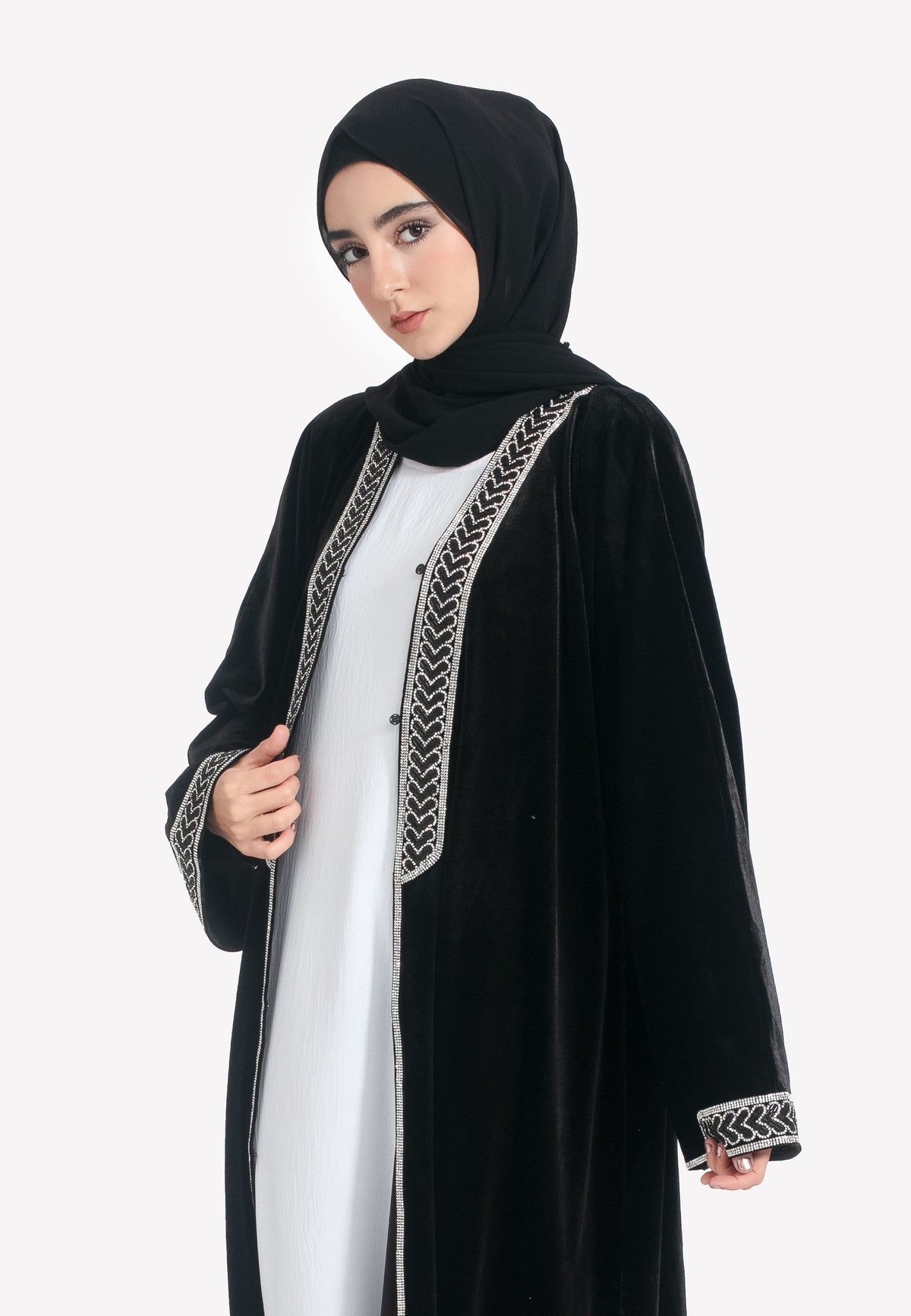 Embellishment on Velvet Black Abaya