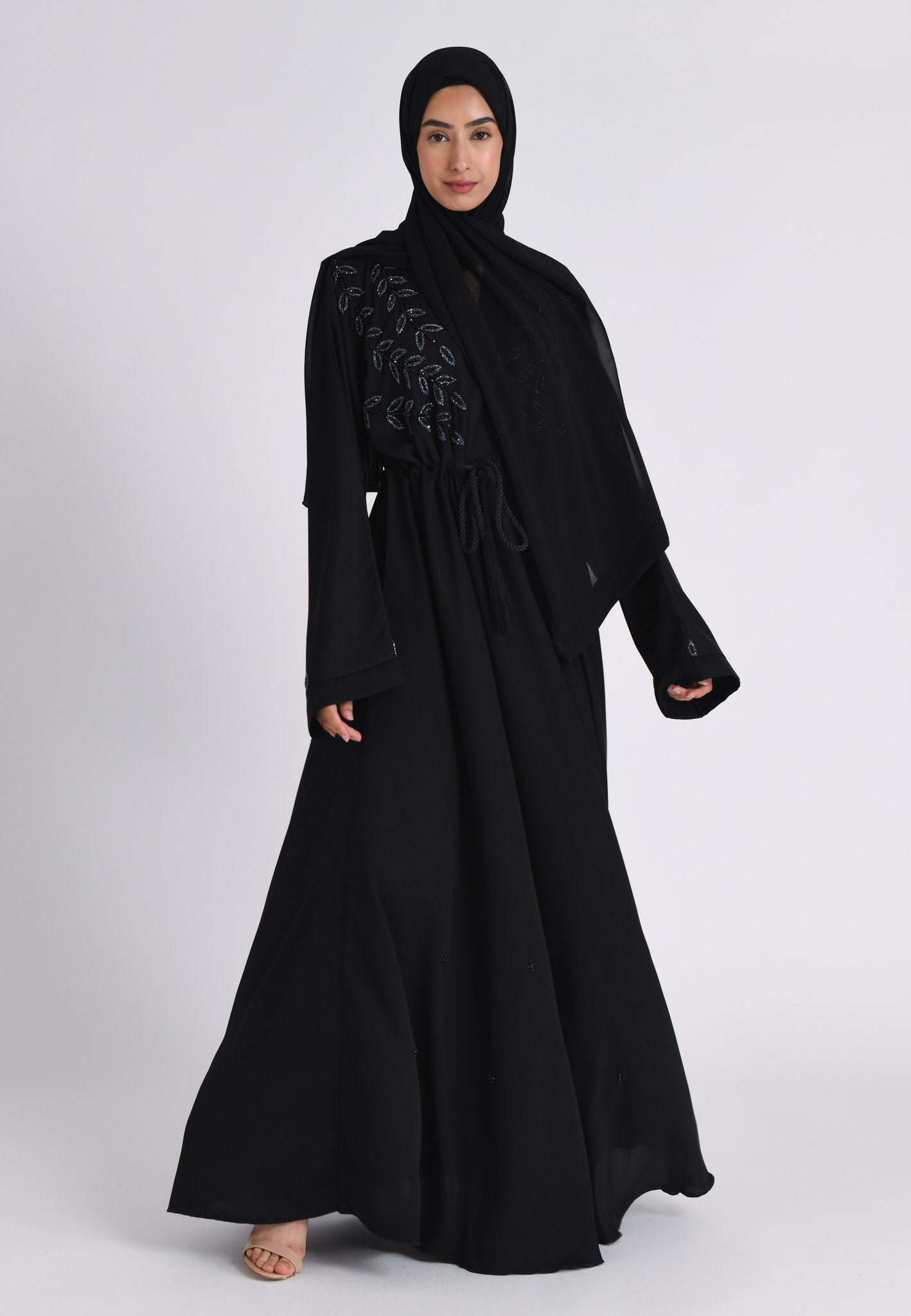 Black Embellished Umbrella Cut Closed Abaya Eid Abayas Online Hayah Black Embellished Umbrella Cut Closed Abaya Eid Abayas Online Hayah