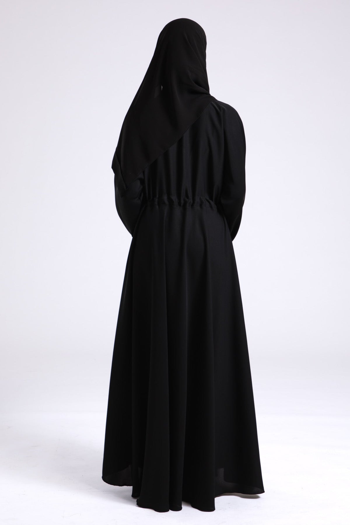 Plain Black Umbrella Cut Abaya With Inner Belt (Premium) Hayah Al-Muslimah