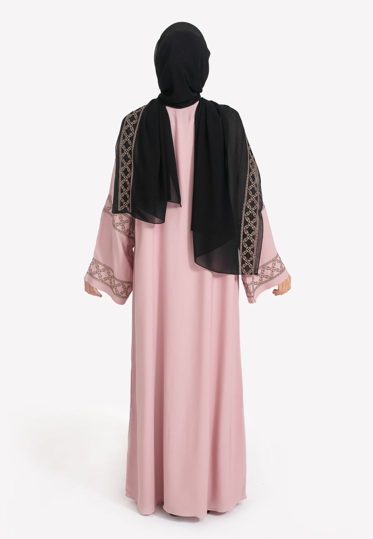 Back Of Geometric Embroidered Abaya