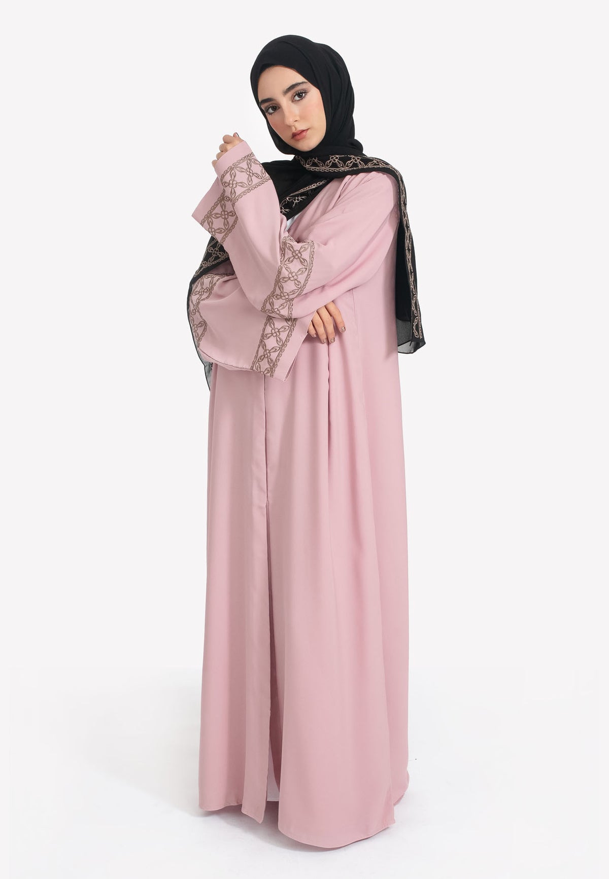Closed Geometric Embroidered Abaya