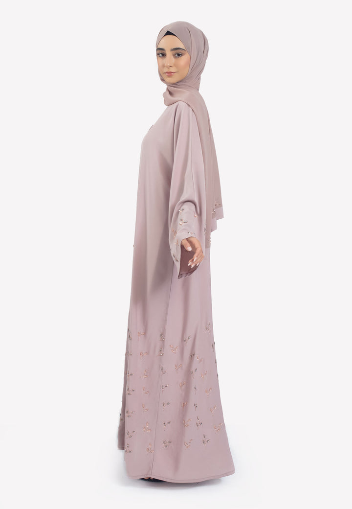 Side - Blush Nida Abaya with Embellishments
