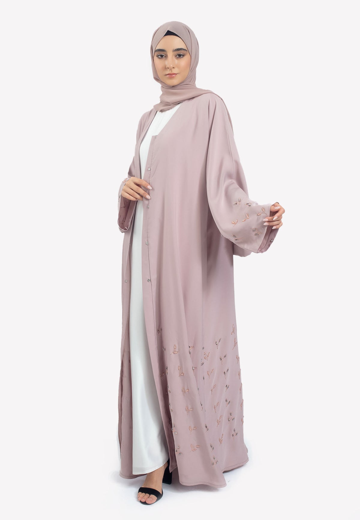 Blush Nida Open Abaya