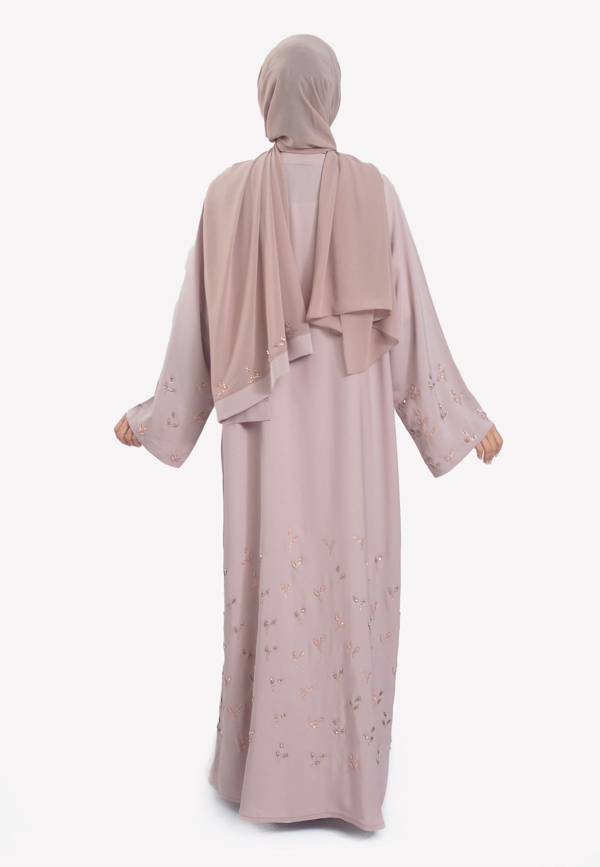 Back - Blush Nida Abaya with Embellishments