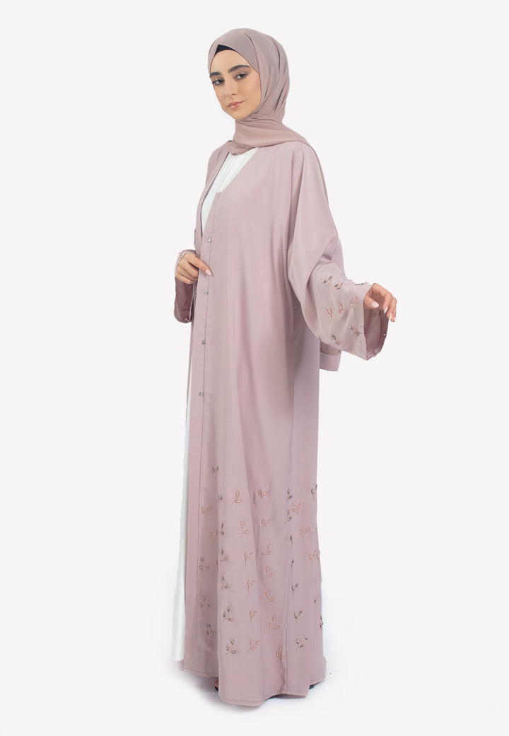 Blush Nida Abaya with Embellishments