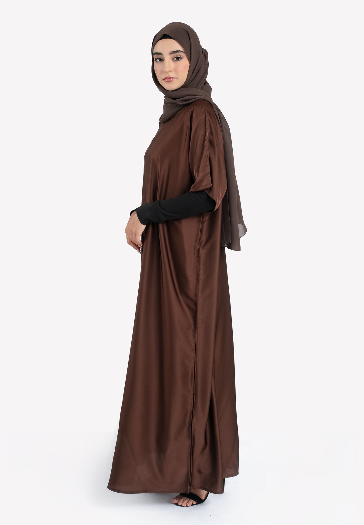Brown Satin Inner Slip Dress - Side