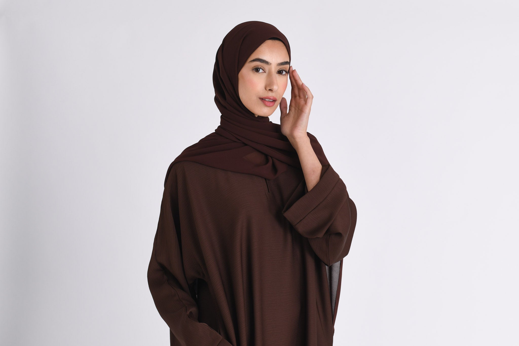 Brown Textured Abaya With Zip Pockets (Premium) | Abayas For Hajj
