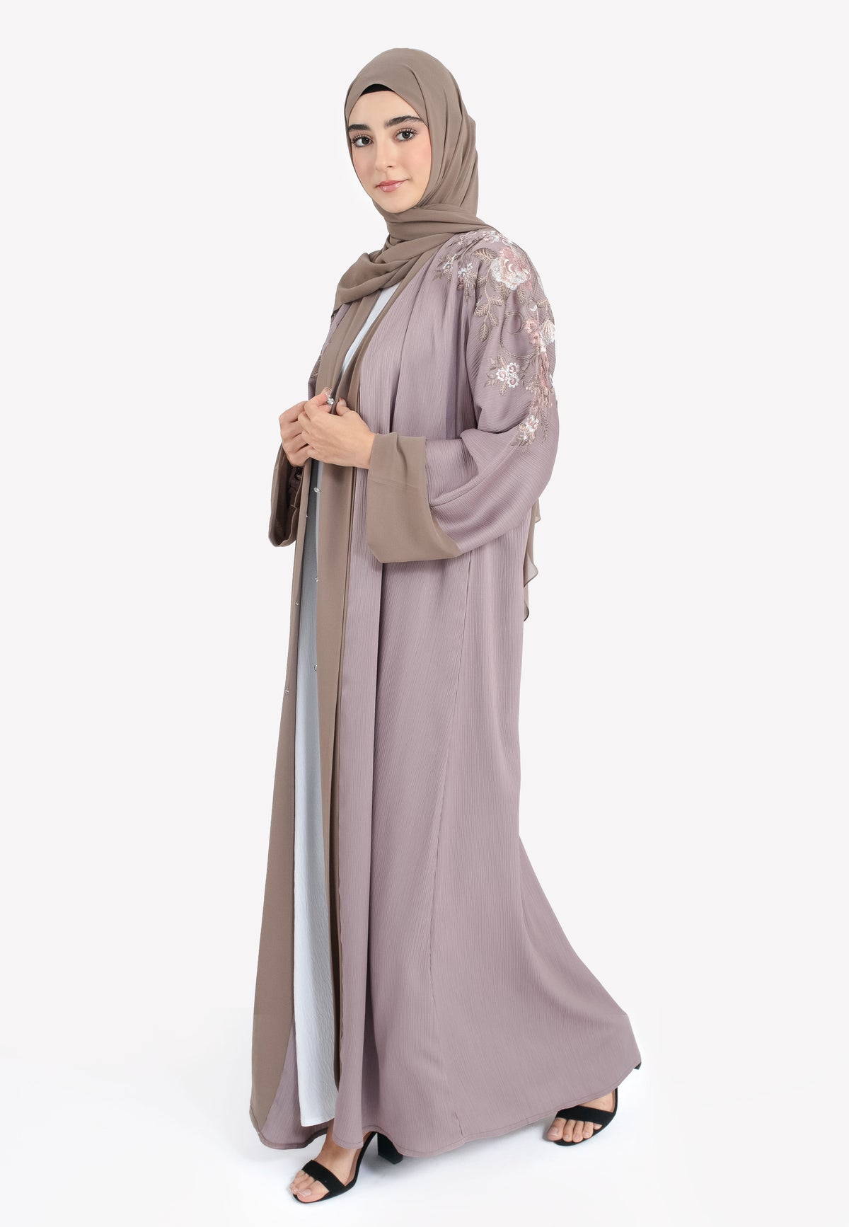 Bulgarian Rose Kimono Abaya - Side