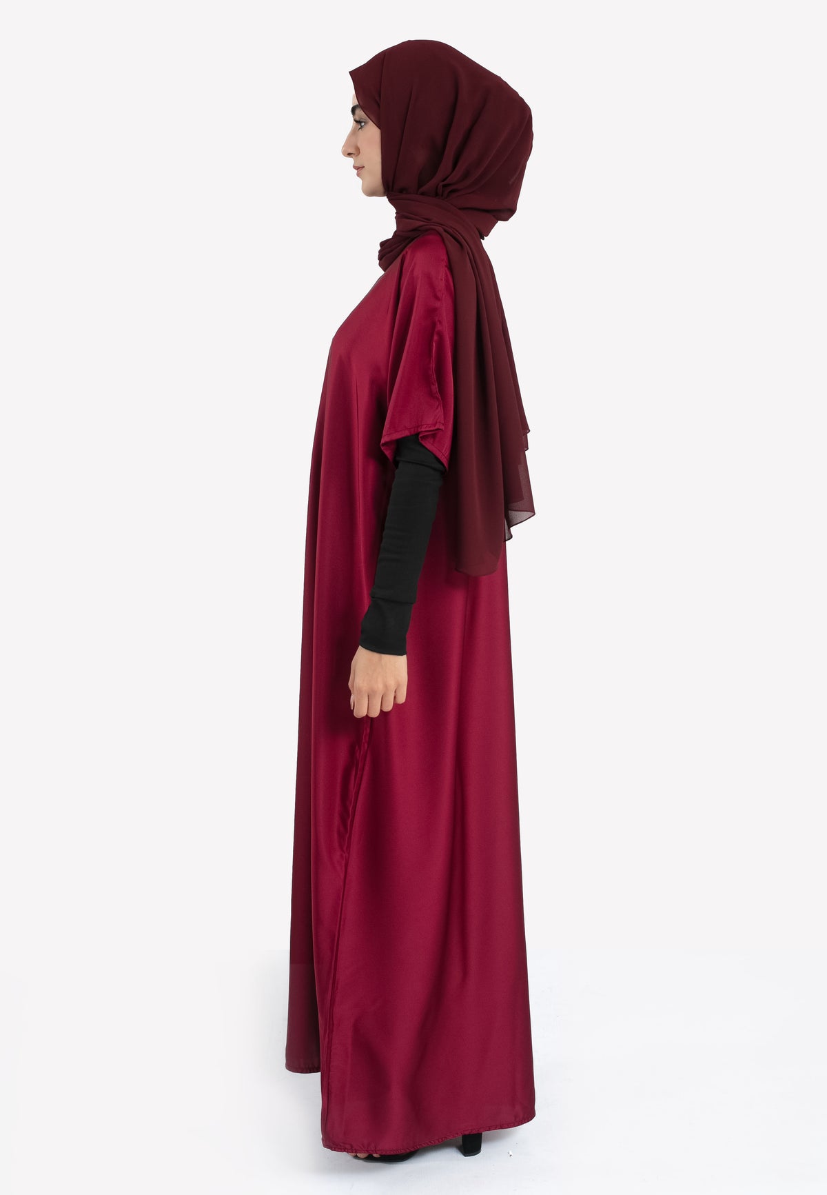 Burgundy Satin Inner Slip Dress - Side