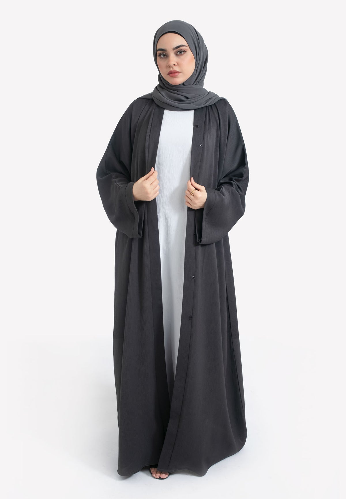 Charcoal Open Abaya - Front