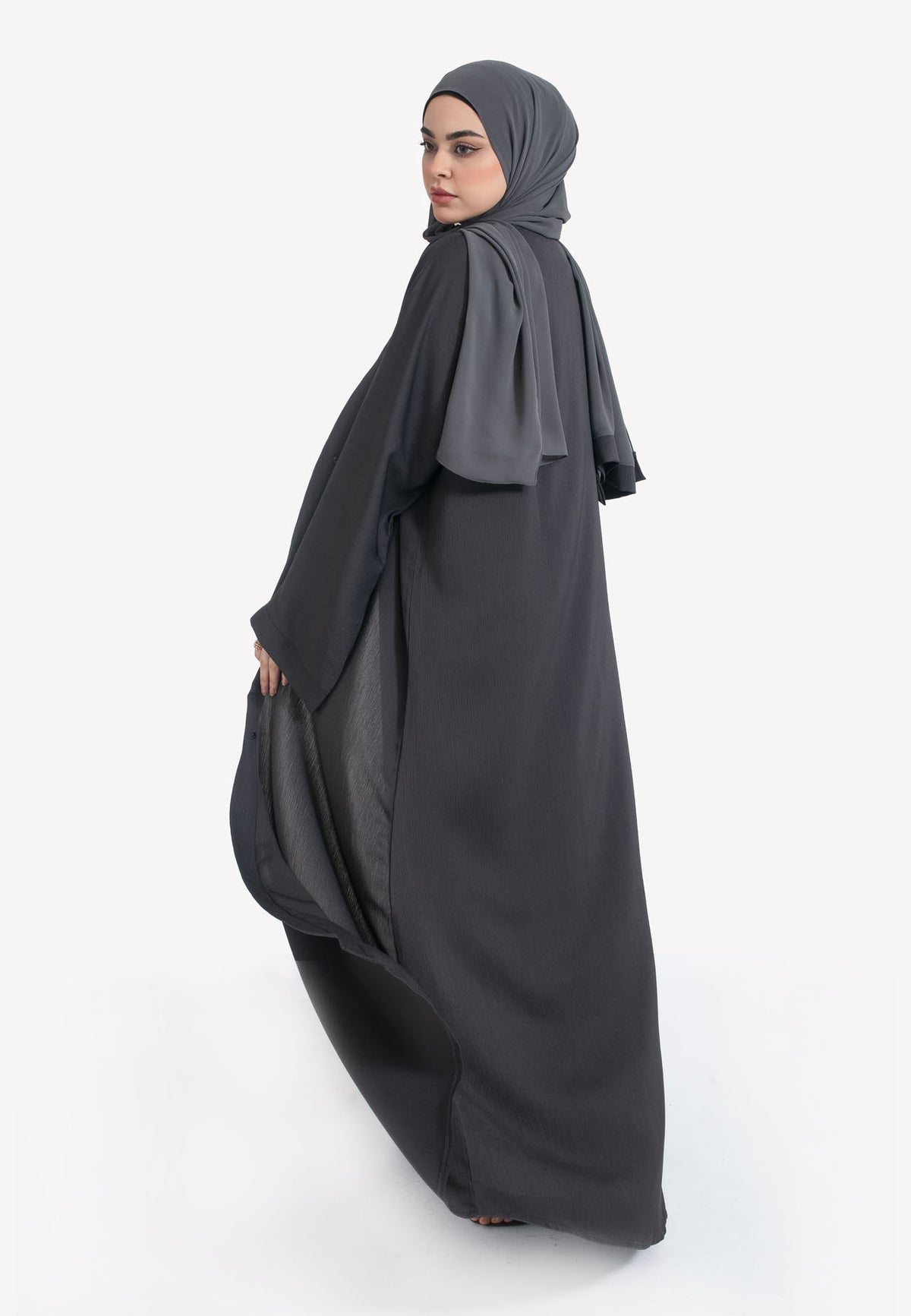 Charcoal Open Abaya - Back