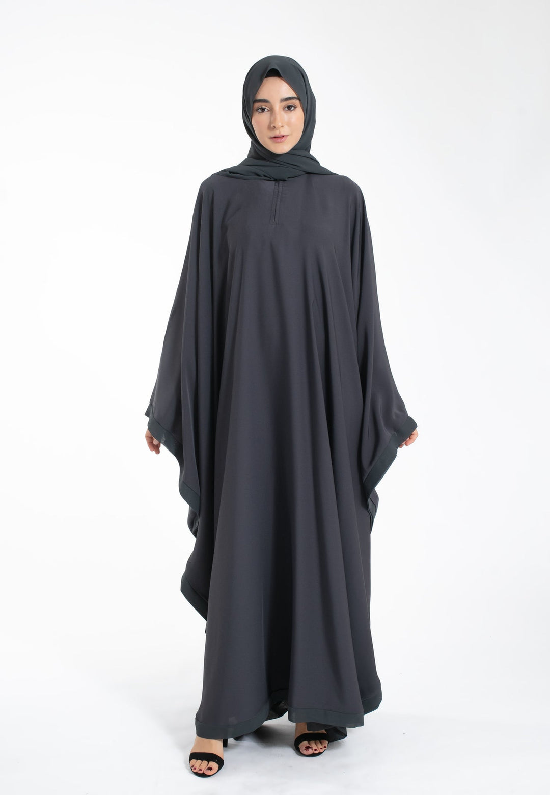 Plain Charcoal Grey Butterfly Farasha