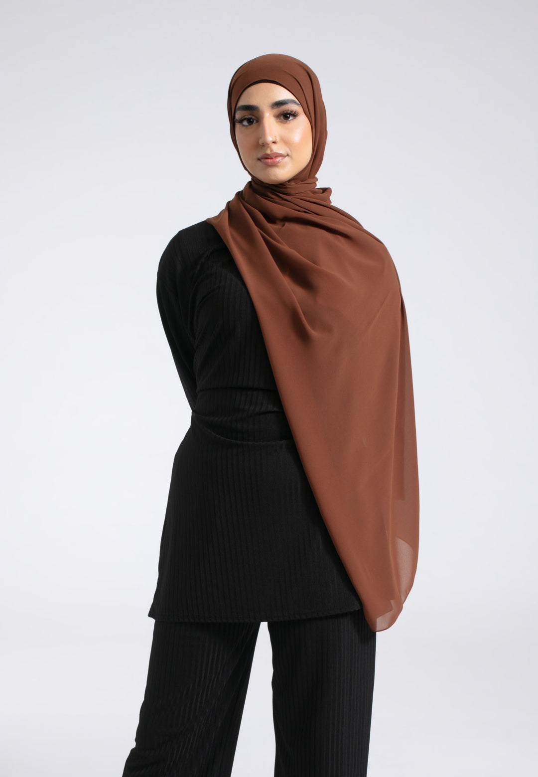 Luxury Soft Chiffon Hijab in Chestnut Brown Online | Hayah Al-Muslimah Luxury Soft Chiffon Hijab in Chestnut Brown Online | Hayah Al-Muslimah