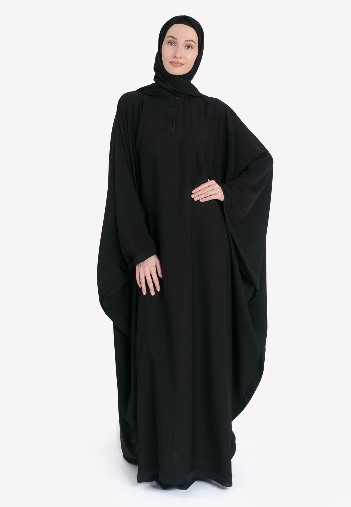 Black Batwing Closed Abaya - Front