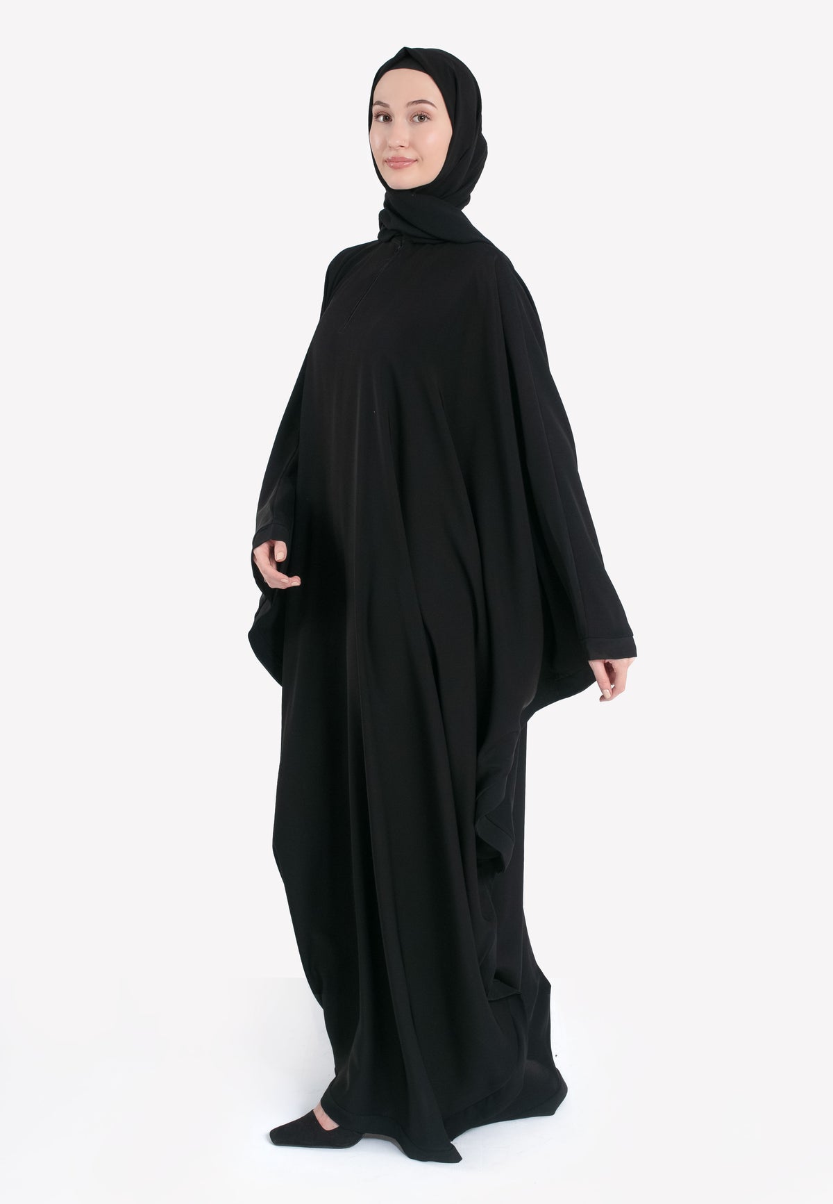 Black Batwing Closed Abaya - Side
