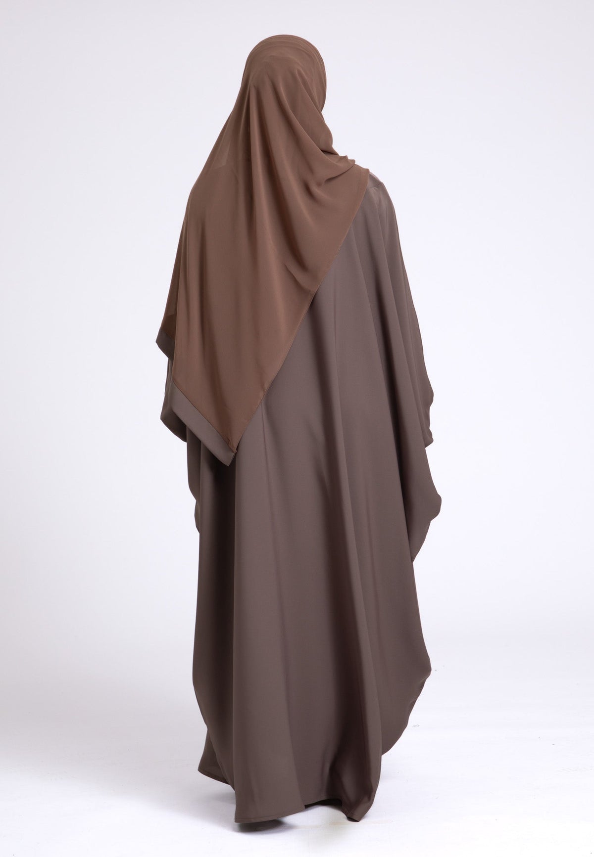 Classic Taupe Farasha With Elasticated Cuff Sleeves Hayah Al-Muslimah