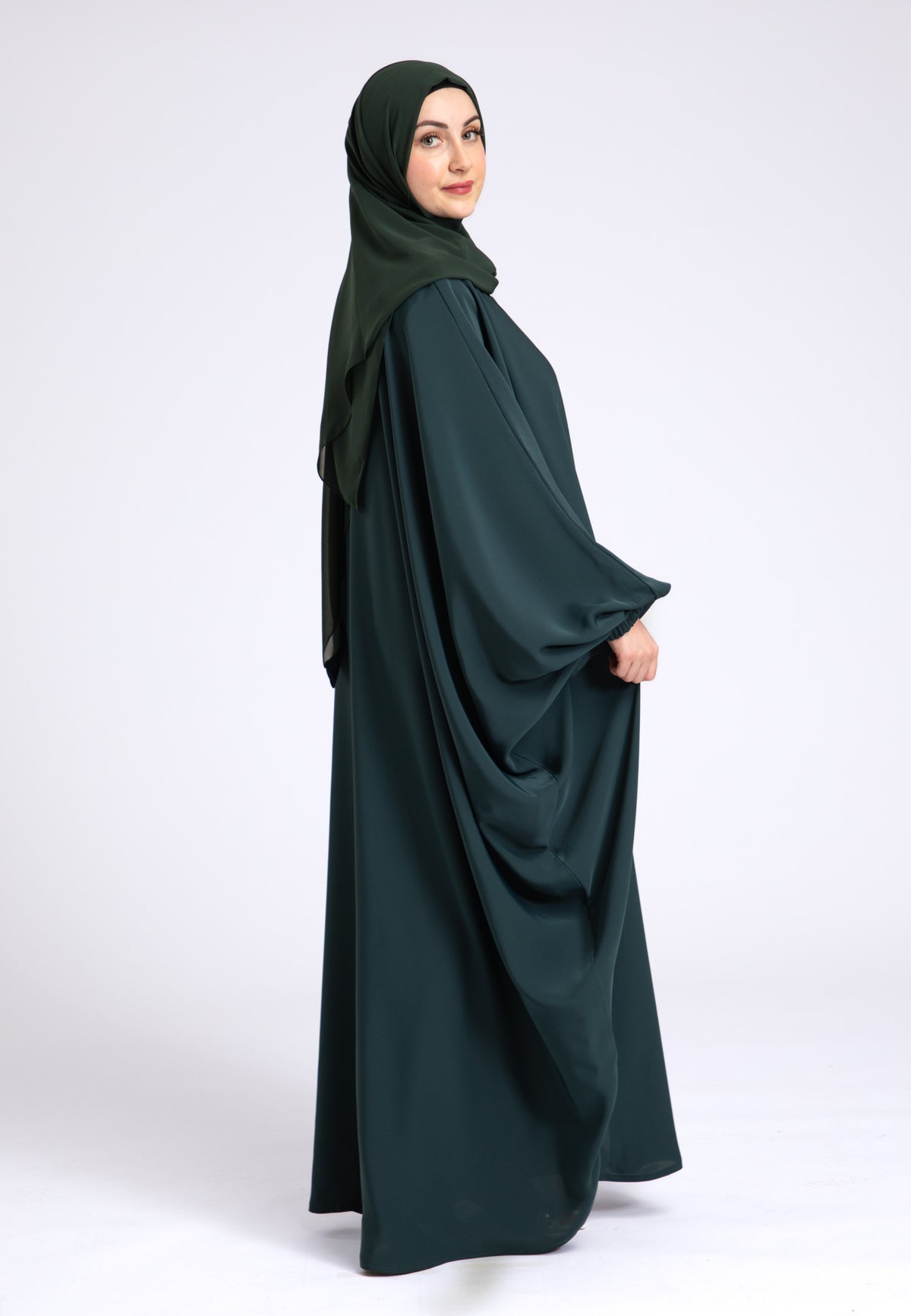 Teal Farasha With Elasticated Cuff Sleeves