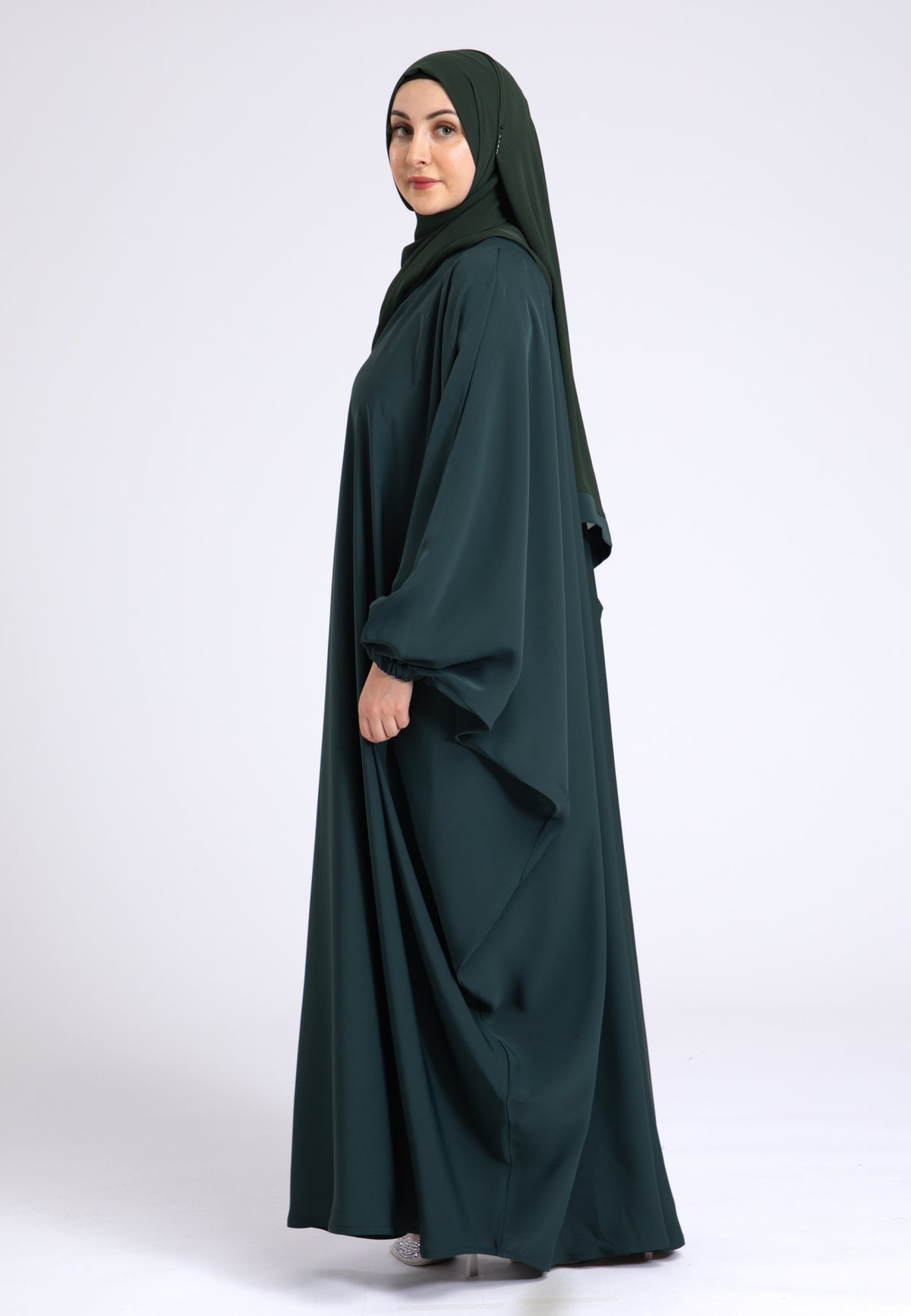 Teal Farasha With Elasticated Cuff Sleeves