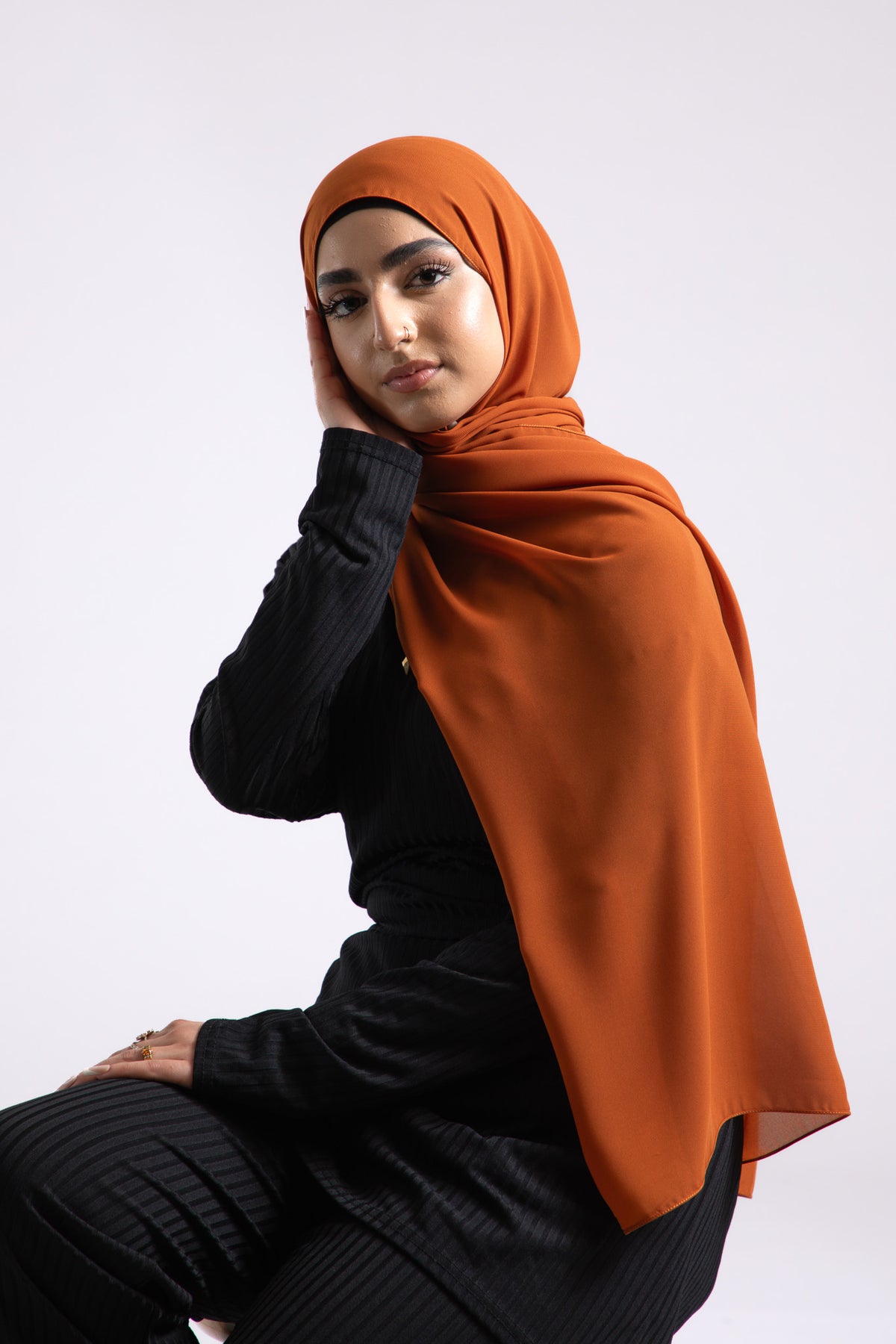 orange dress with hijab Silk Hijab Styles-25 Ideas How to Wear a Silk Hijab in Style