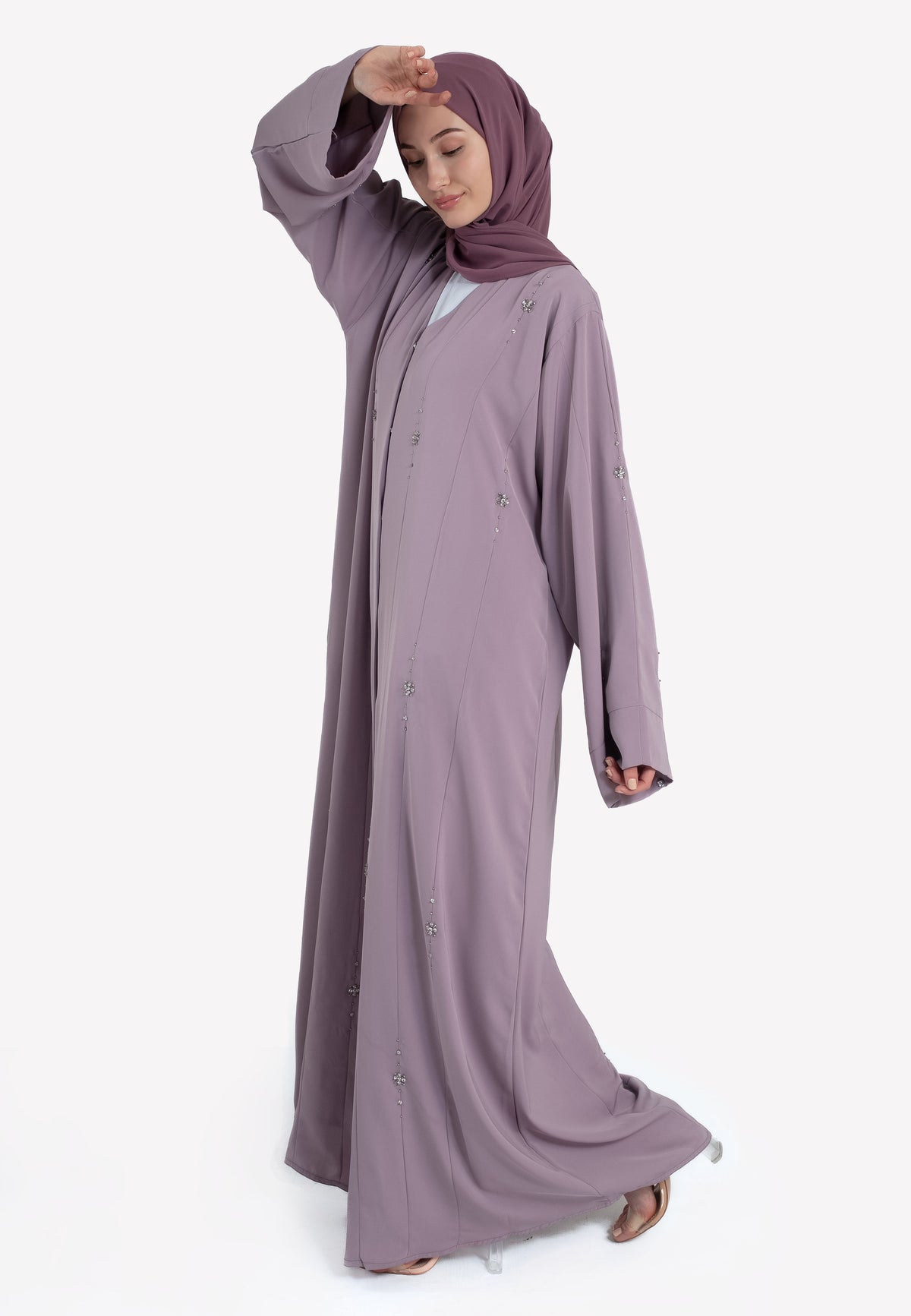 Dainty Lilac Embellished Abaya