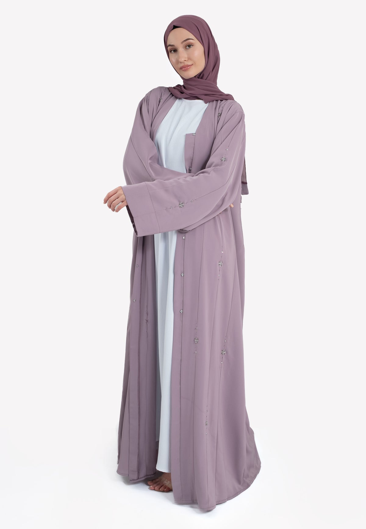 Dainty Lilac Embellished Abaya
