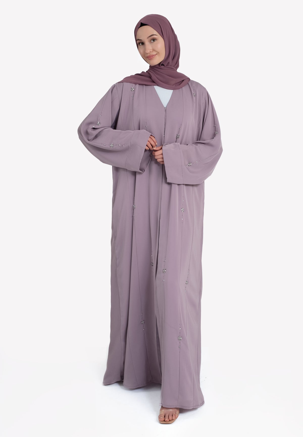 Dainty Lilac Embellished Abaya