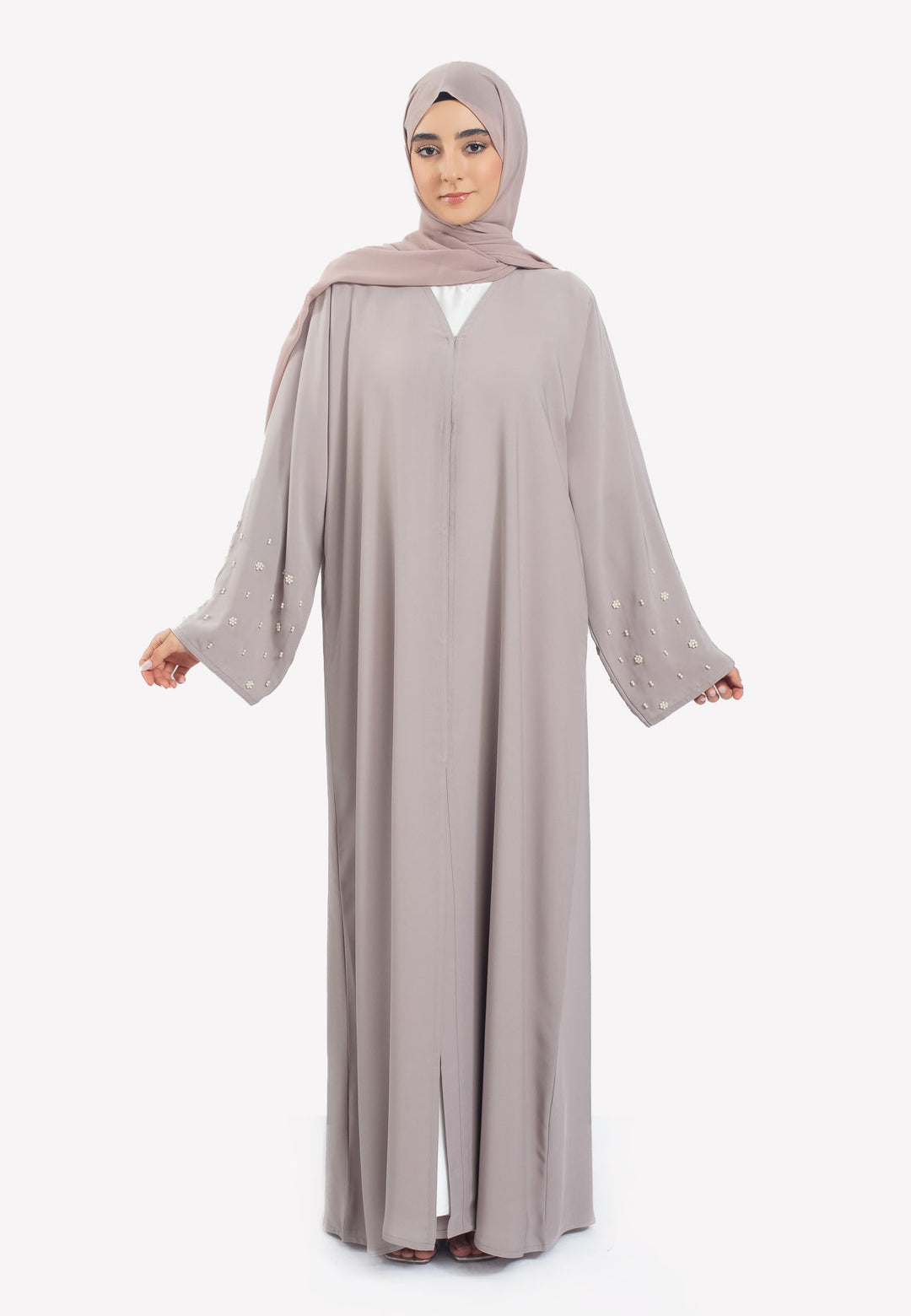 Front Closed - Minimal Earth Grey Closed Abaya