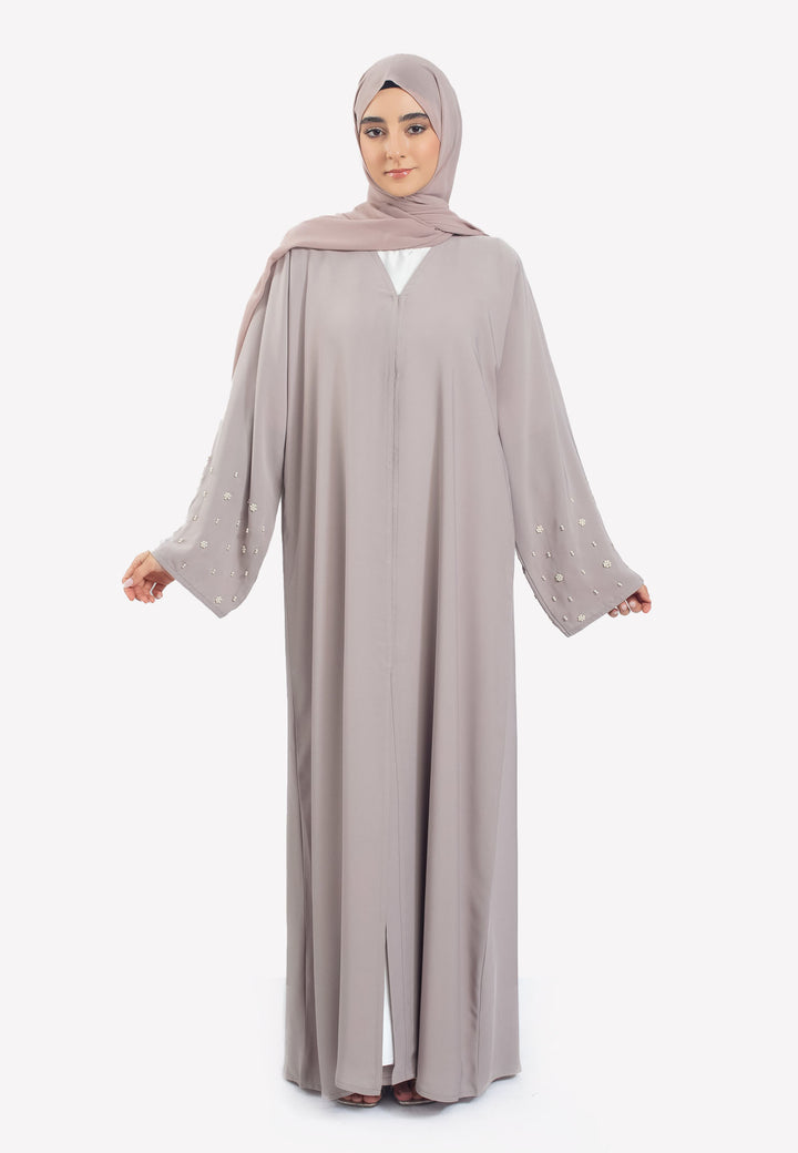 Front Closed - Minimal Earth Grey Closed Abaya