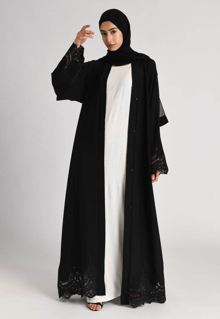 aya ElegantBlackNetLaceOpenAbaya1_