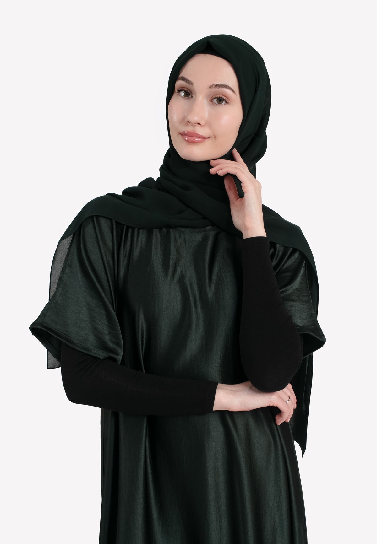 Emerald Crepe Satin Inner Dress