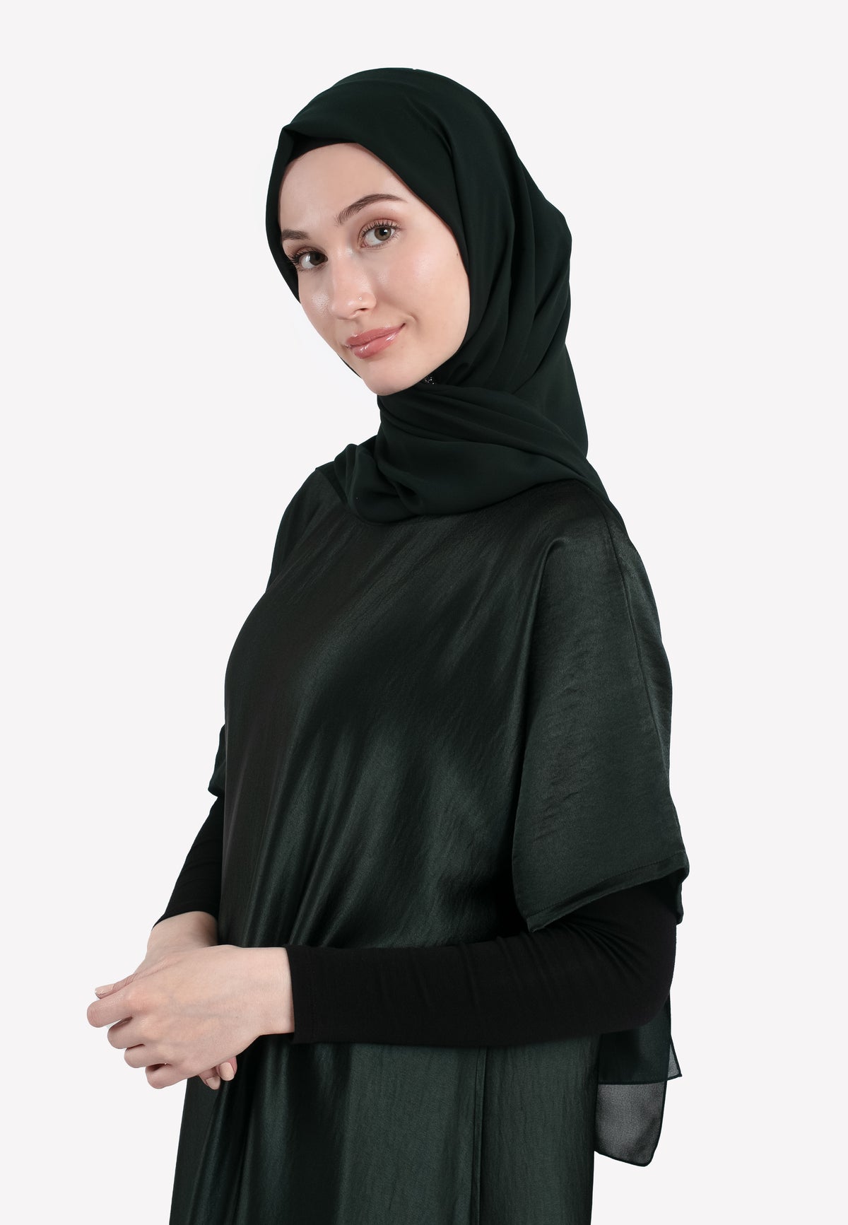 Emerald Crepe Satin Inner Dress