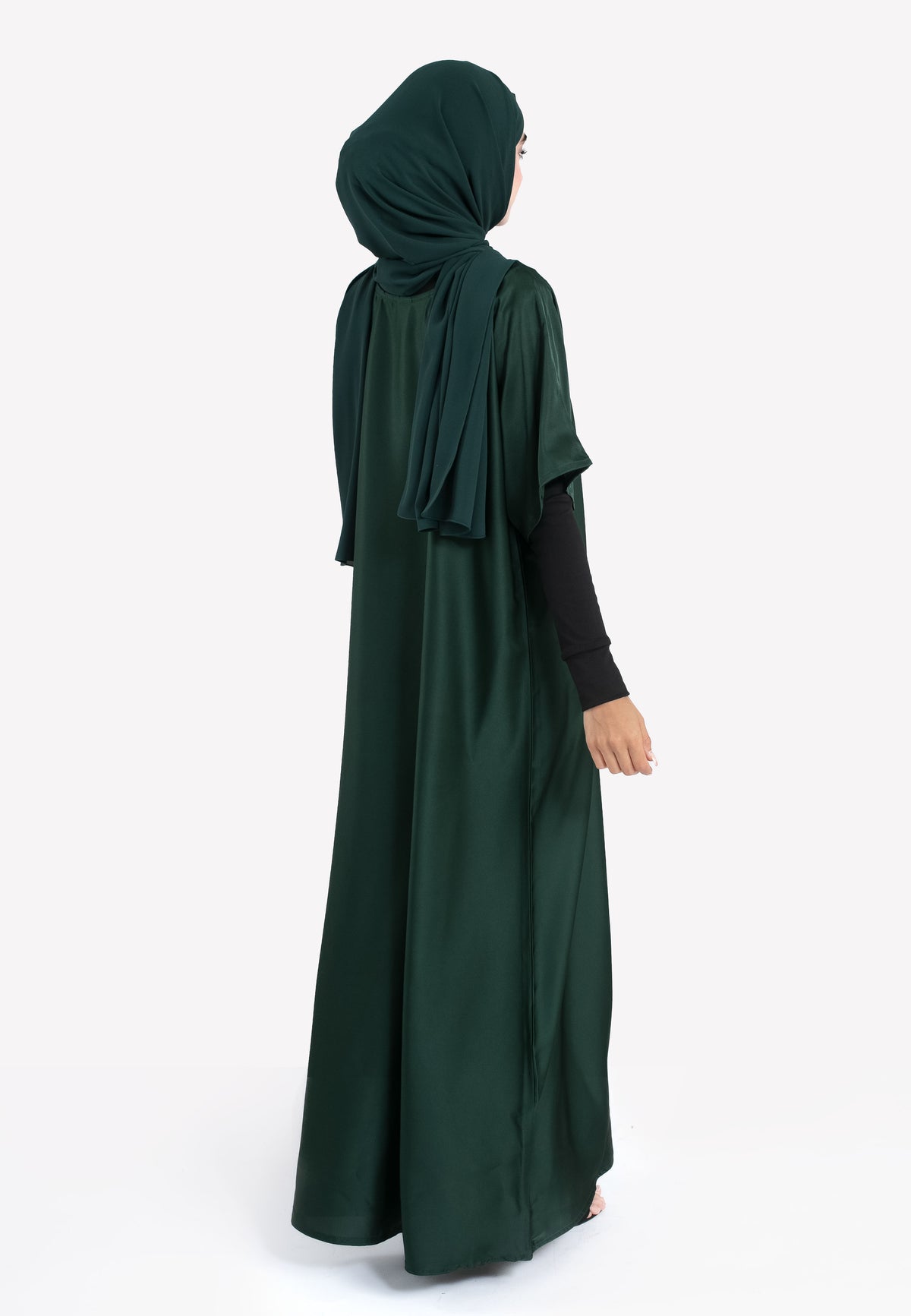 Emerald Satin Inner Dress - Back