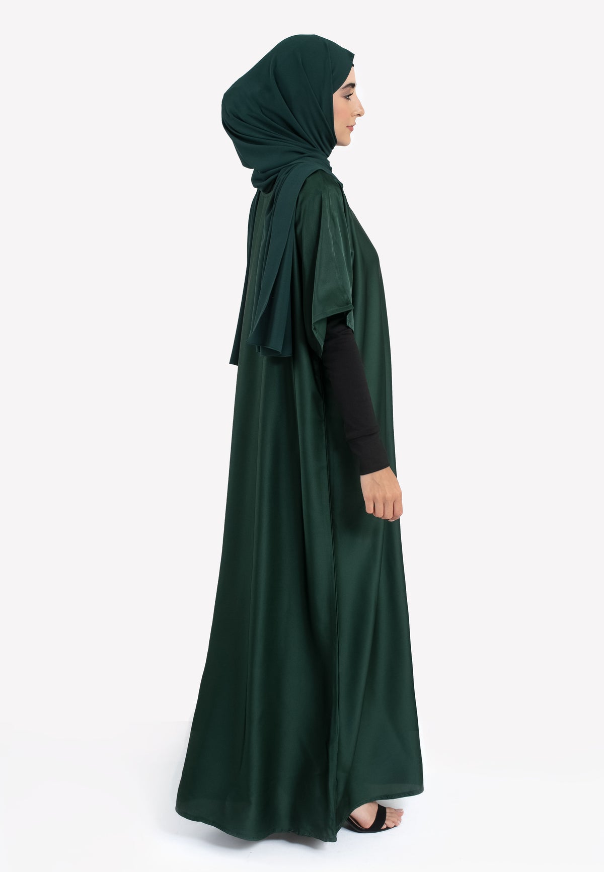 Emerald Satin Inner Dress - Side