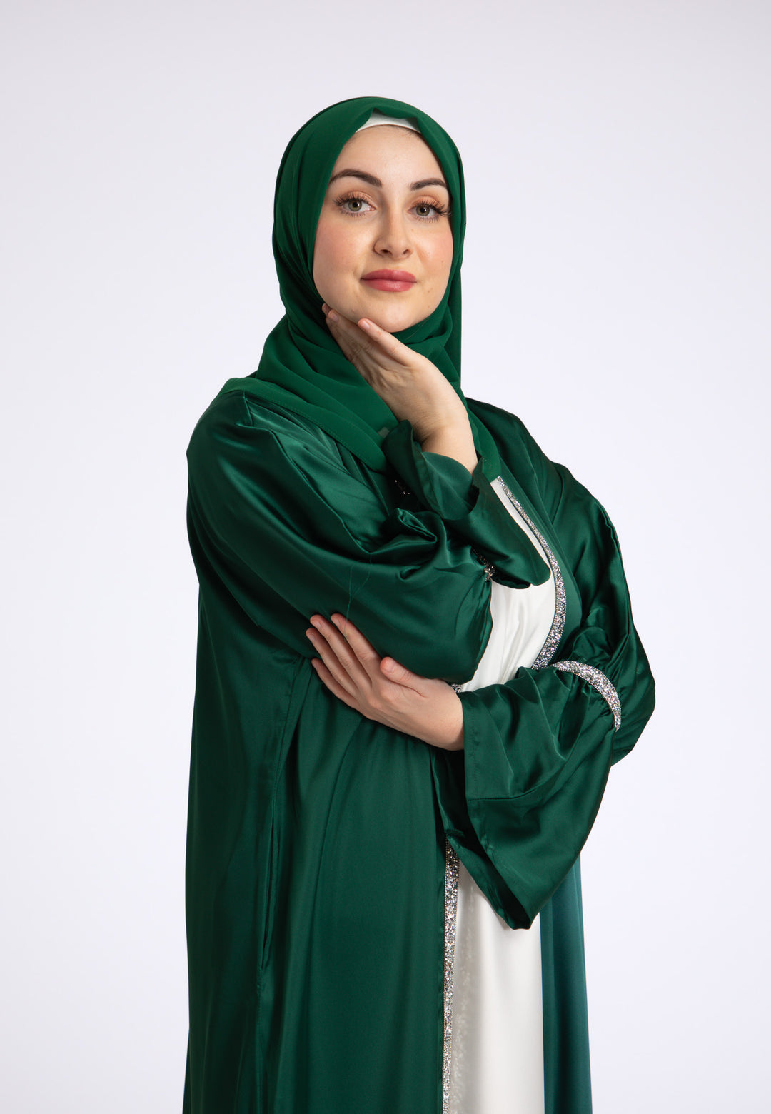Emerald Satin Open Abaya Online | Hayah Al-Muslimah UK Online Store Emerald Satin Open Abaya Online | Hayah Al-Muslimah UK Online Store