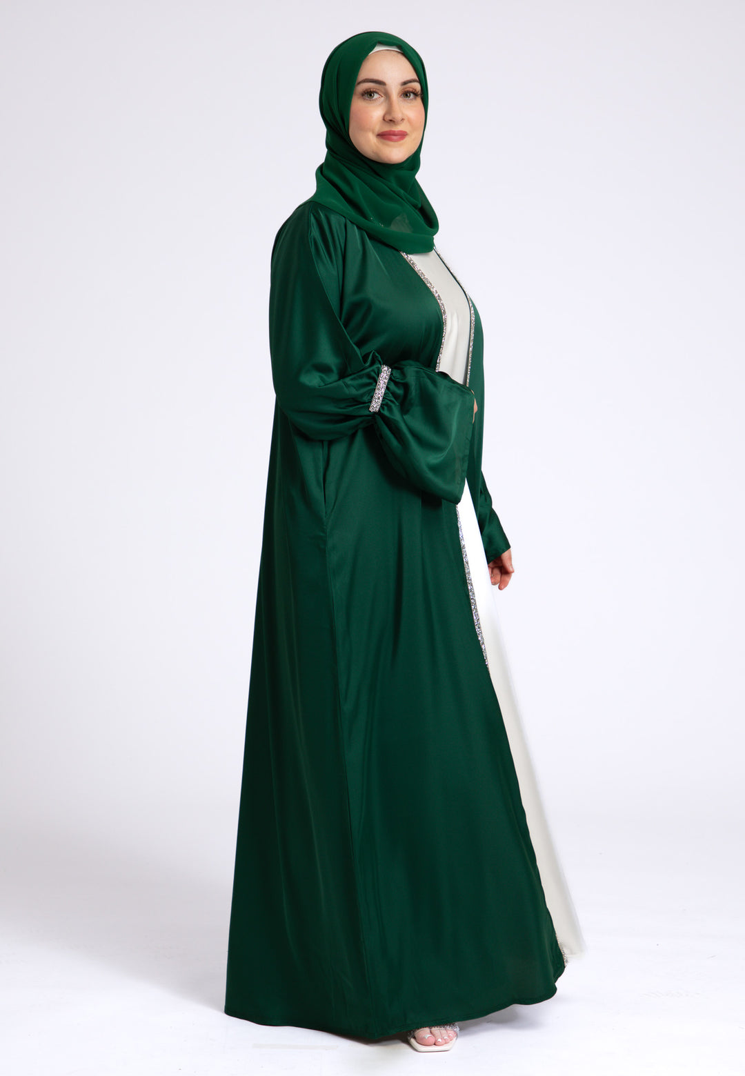 Emerald Satin Open Abaya Online | Hayah Al-Muslimah UK Online Store Emerald Satin Open Abaya Online | Hayah Al-Muslimah UK Online Store