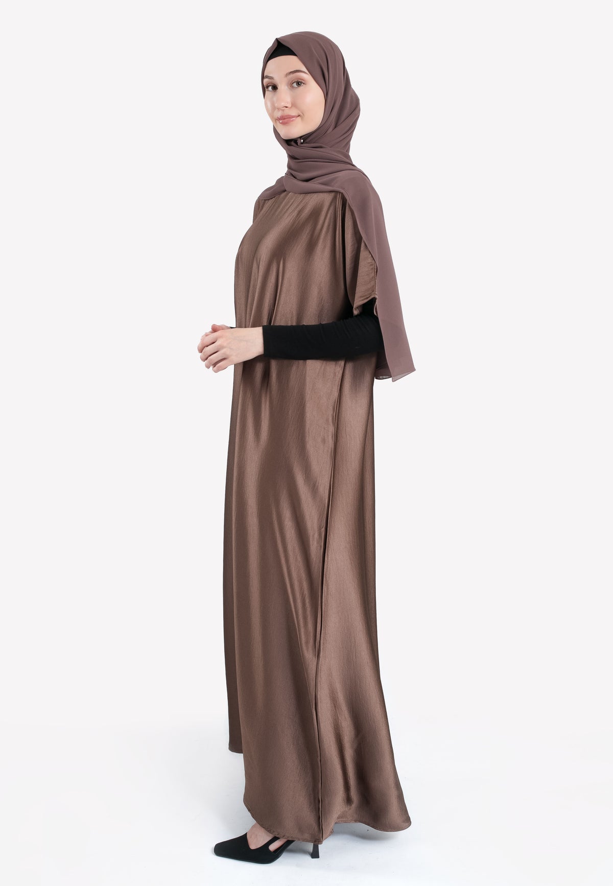 Espresso Crepe Satin Inner Dress