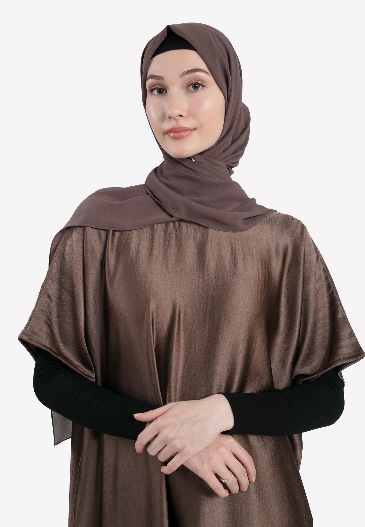 Espresso Crepe Satin Inner Dress