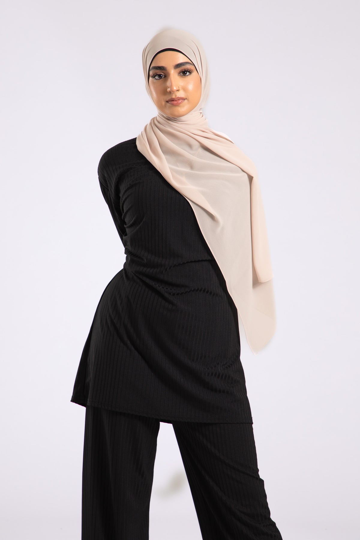 Sand Beige Crepe Chiffon Hijab