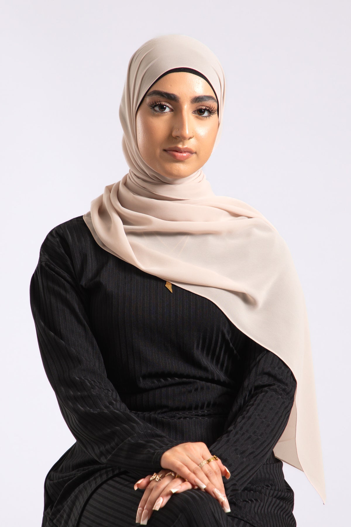 Sand Beige Crepe Chiffon Hijab