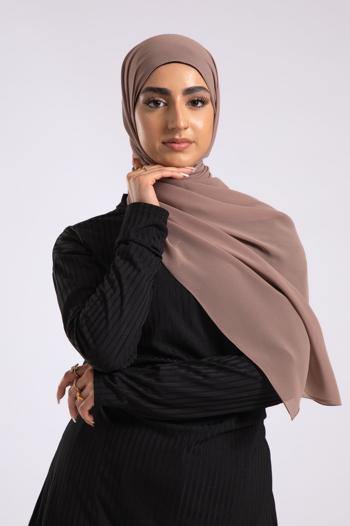 Taupe Crepe Chiffon Hijab