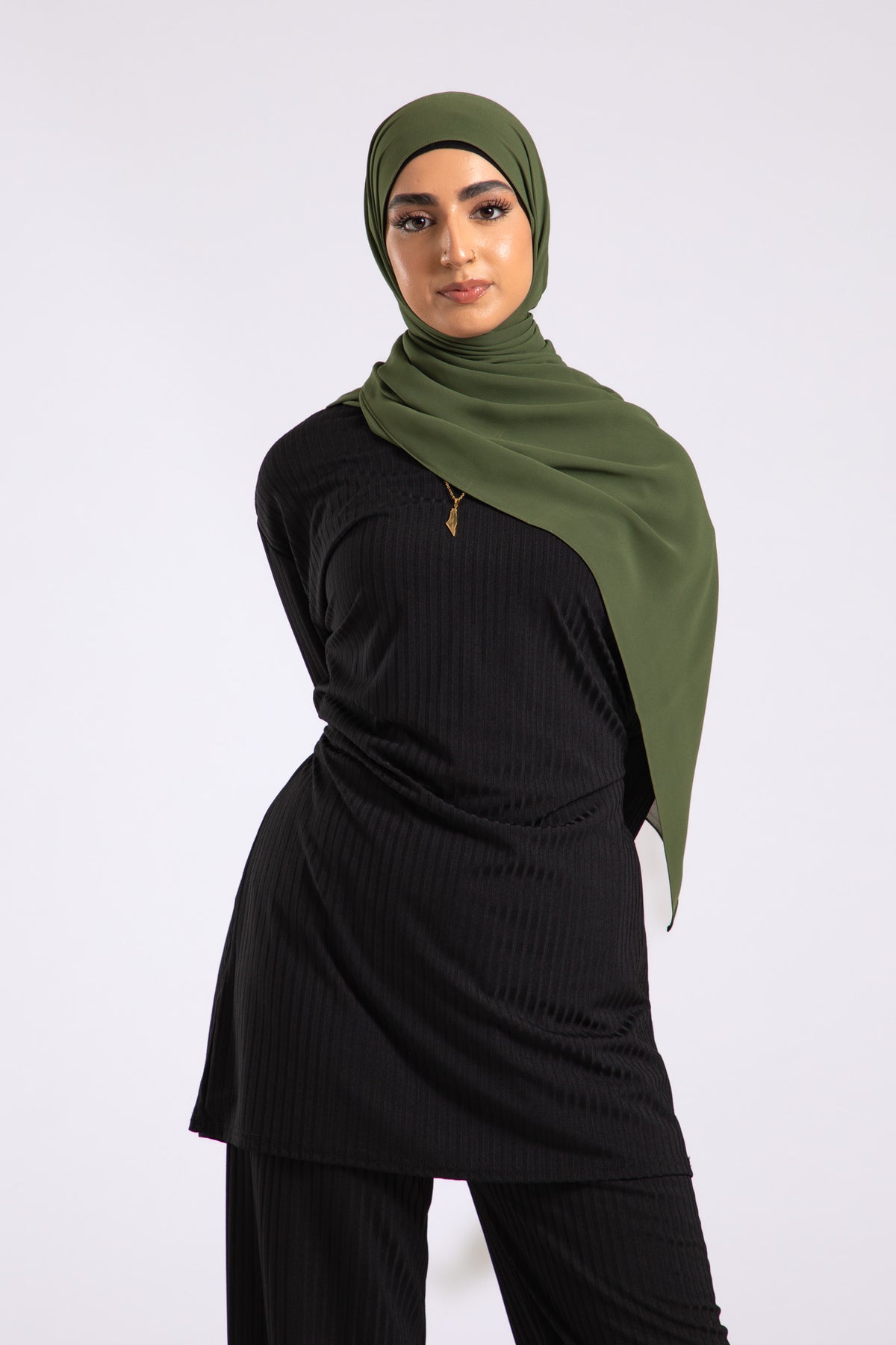 Olive Crepe Chiffon Hijab