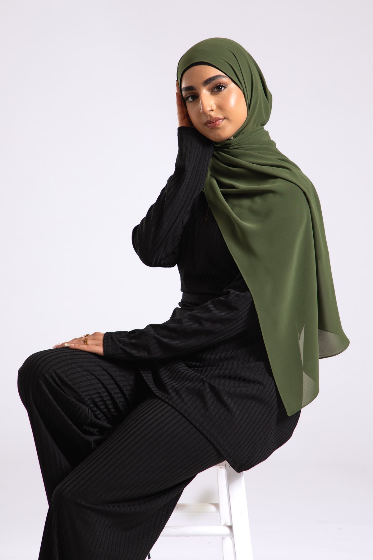 Olive Crepe Chiffon Hijab