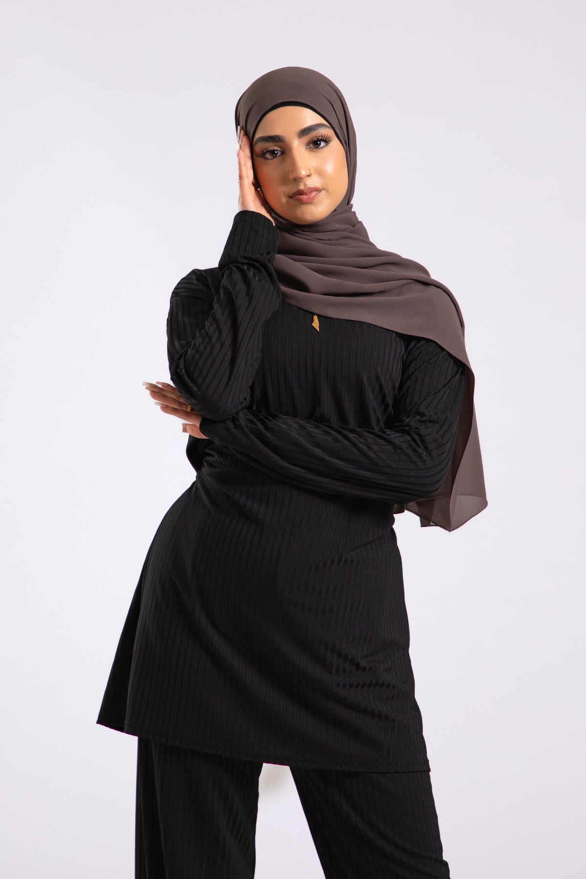 Graphite Crepe Chiffon Hijab