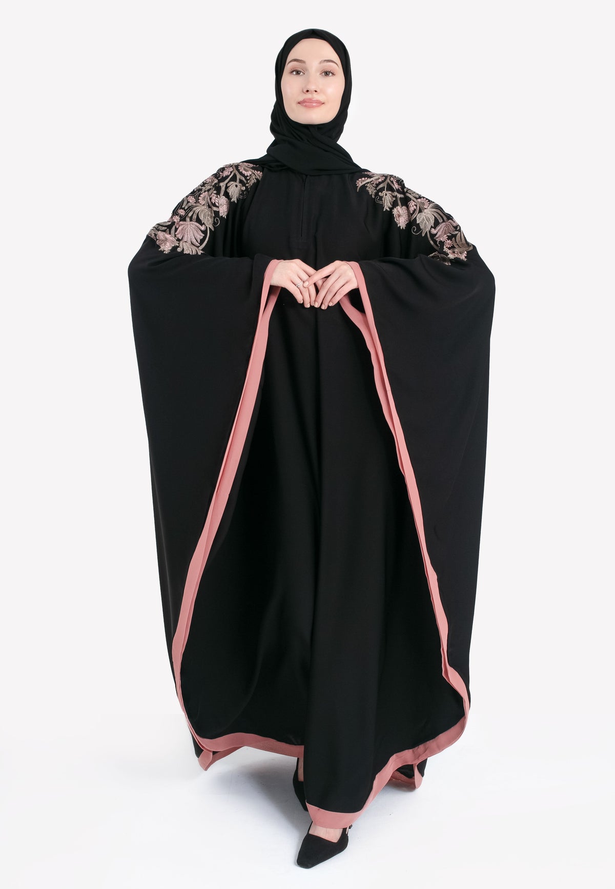 Luxury Floral Embroidered Batwing Farasha (Premium) Hayah Al-Muslimah