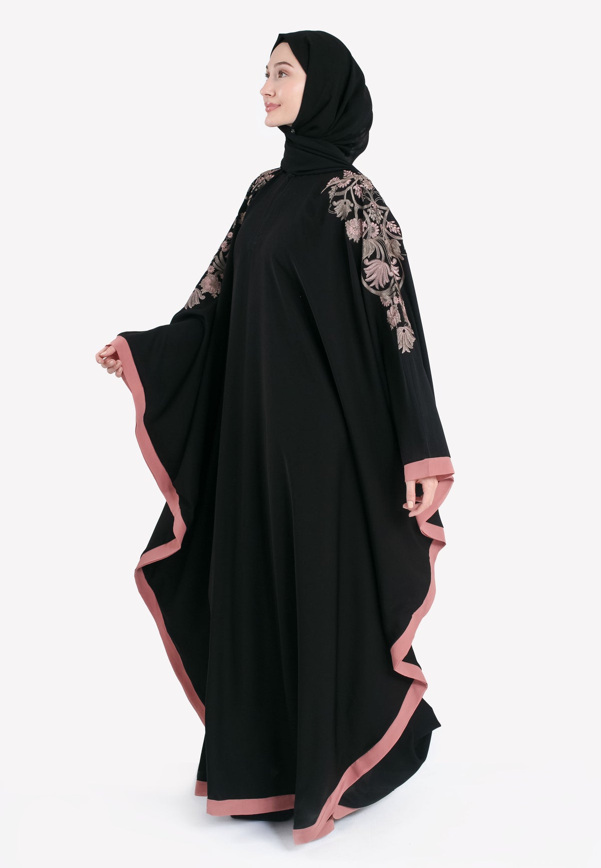 Luxury Floral Embroidered Batwing Farasha (Premium) Hayah Al-Muslimah