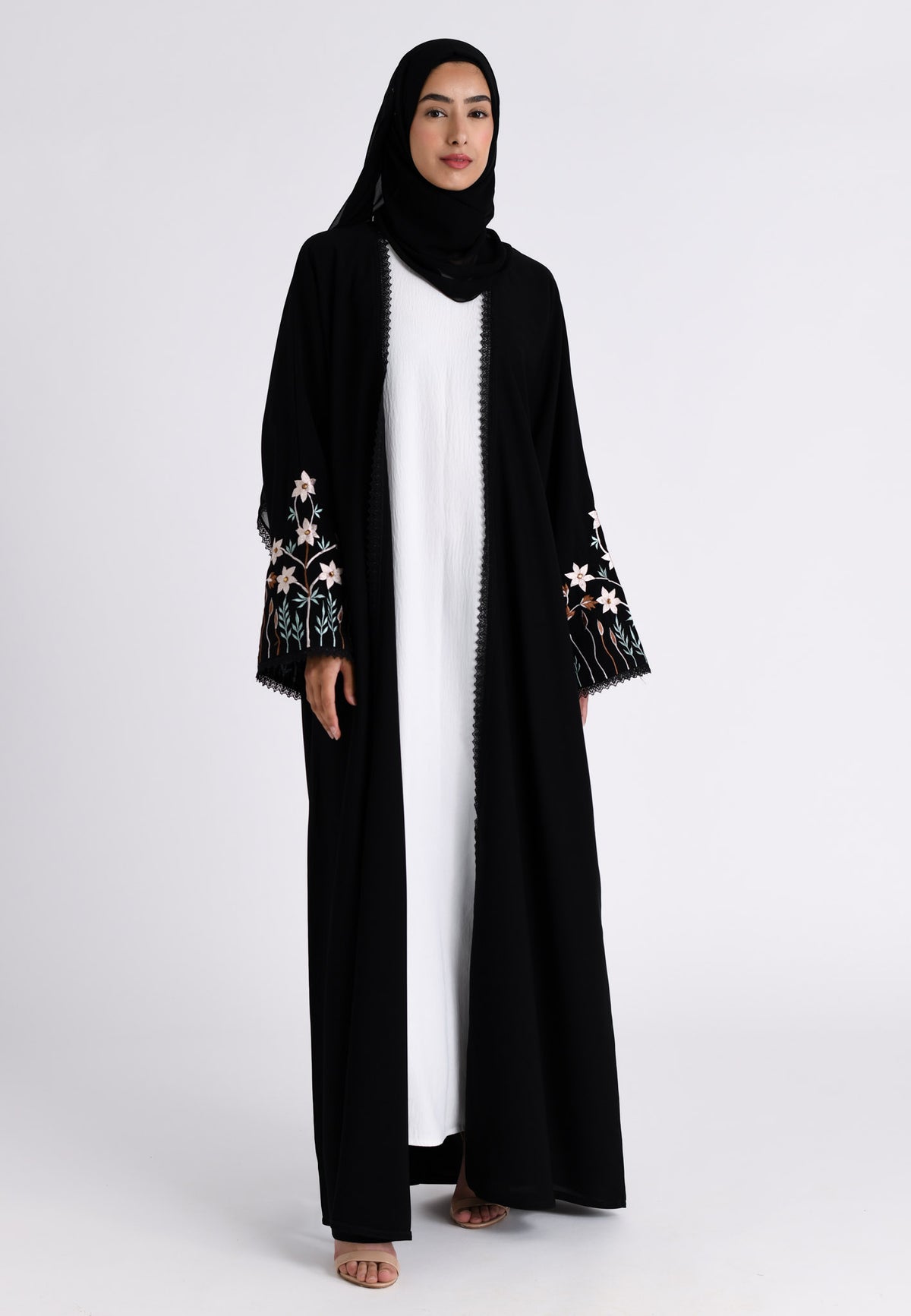 Floral Bloom Sleeves Kimono Abaya