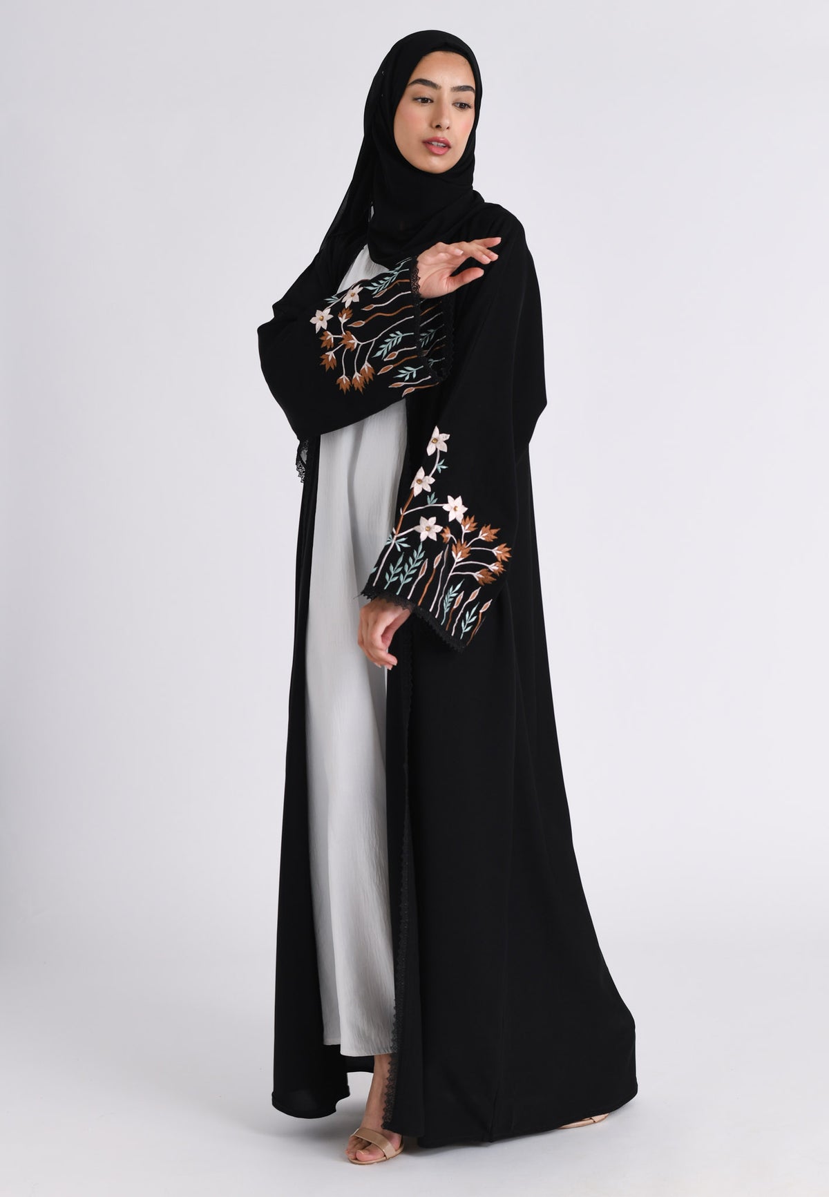 Floral Bloom Sleeves Kimono Abaya