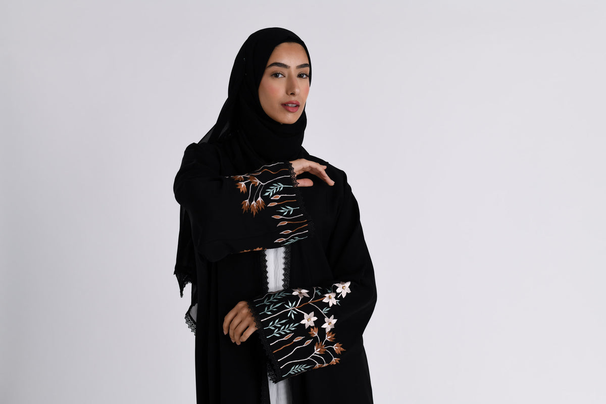 Floral Bloom Sleeves Kimono Abaya