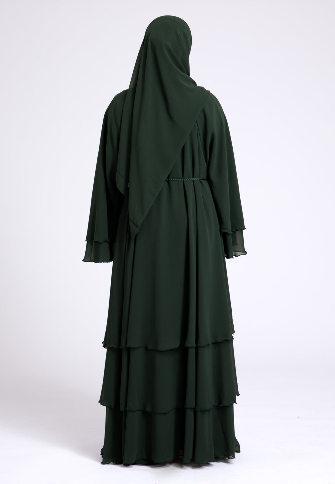 Forest Green 3 Layered Open Abaya