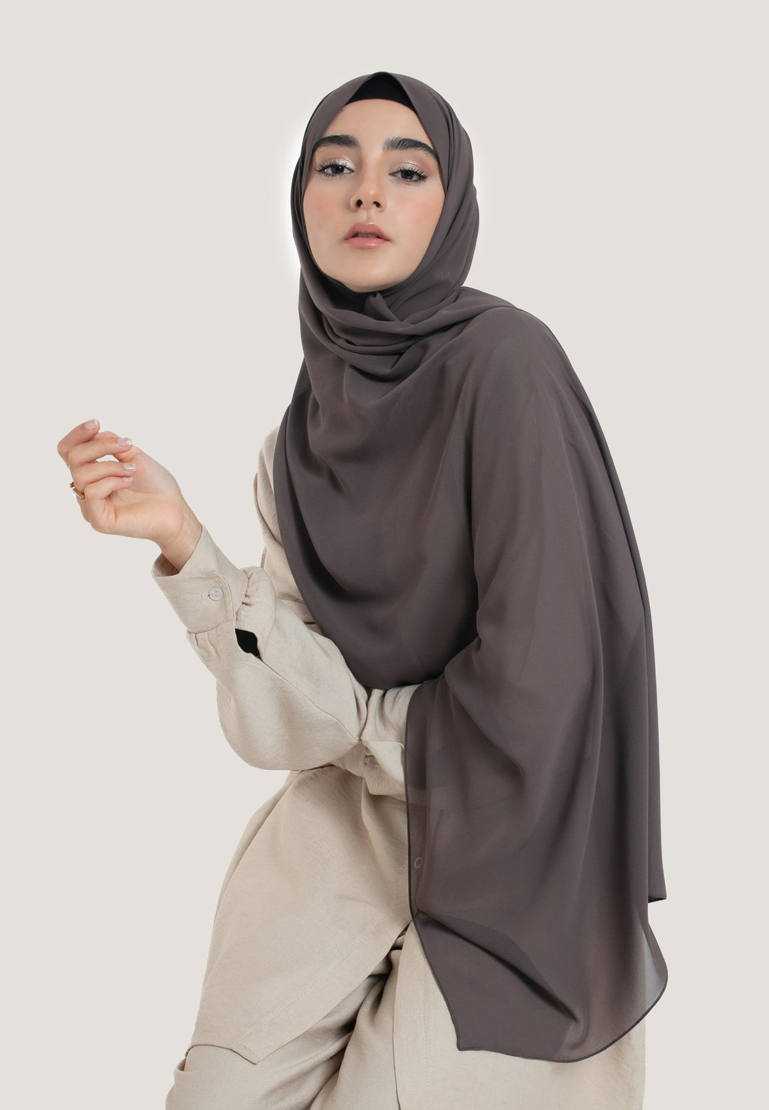 Graphite Crepe Chiffon Hijab